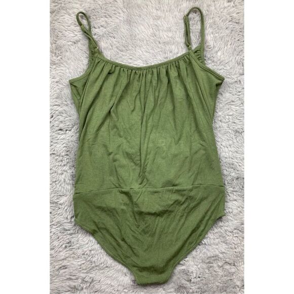 J.Crew olive green spaghetti strap wrap front bodysuit - Picture 4 of 5